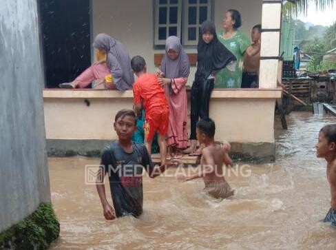 Way Balau Meluap, Puluhan Rumah Tergenang Banjir