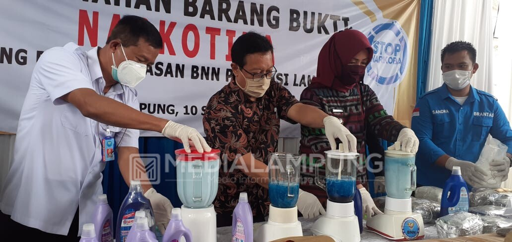 BNN Lampung Musnahkan Narkotika Hasil Tangkapan Juli-Agustus 2020