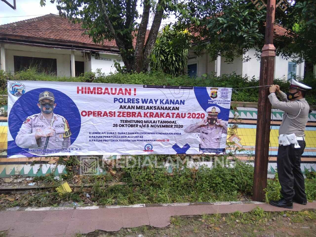 Operasi Zebra Krakatau 2020, Satlantas Polres Waykanan Pasang Banner Himbauan 