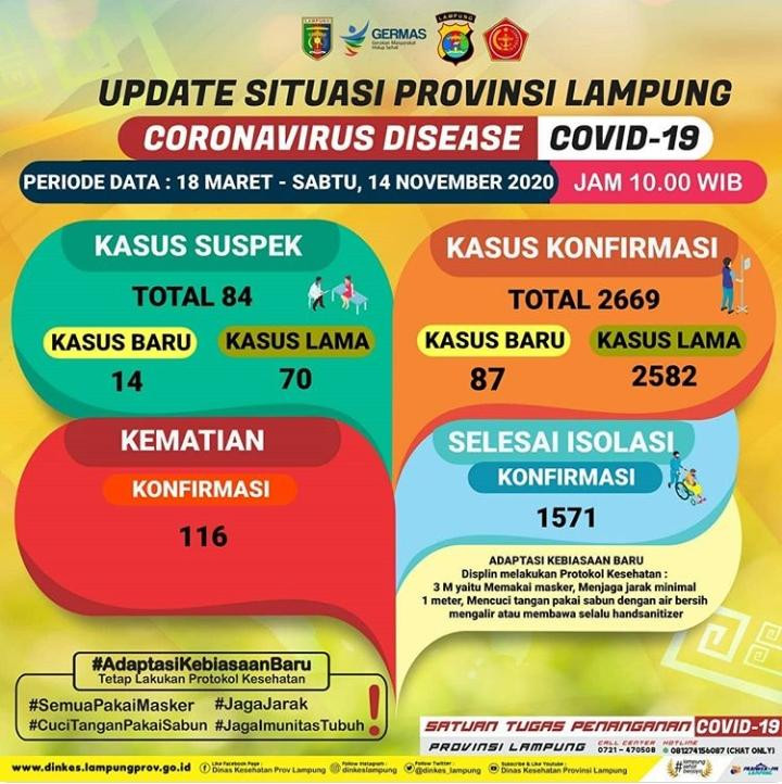 Bertambah 87 Kasus Positif Virus Corona di Lampung