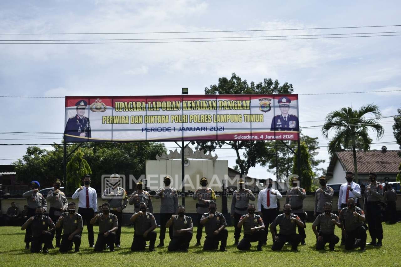 108 Personil Polres Lamtim Naik Pangkat