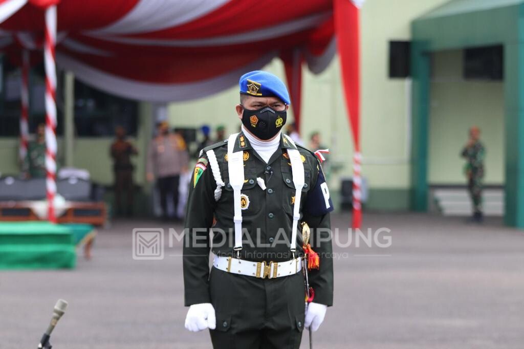 Dandenpom II/3 Lampung Komandani Upacara Gelar Pasukan Operasi Gaktib dan Yustisi Militer