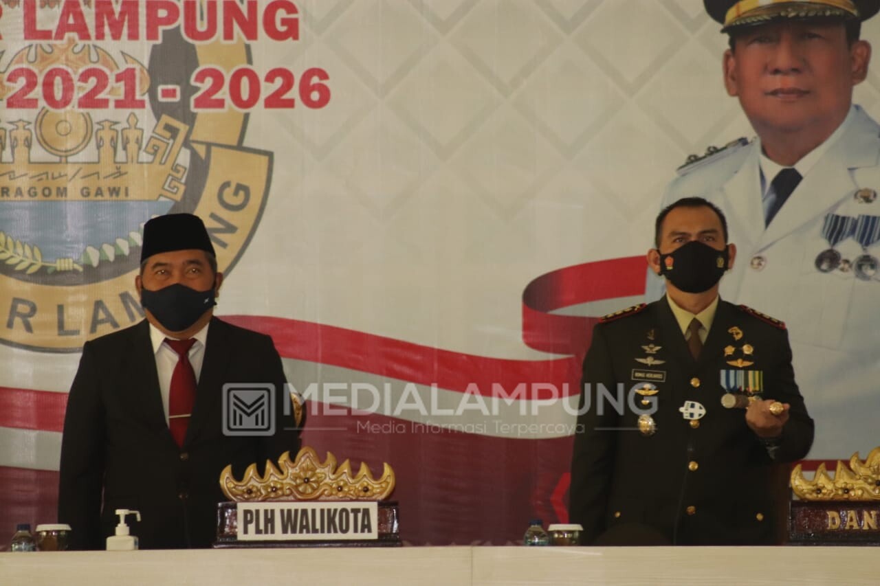 Dandim Romas Hadiri Pelantikan Walikota Bandarlampung Secara Daring