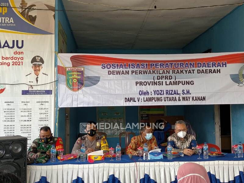 Ketua Komisi I DPRD Provinsi Lampung Gandeng Tim Penyuluh Hukum Adakan Sosialisasi Perda No.3/2020