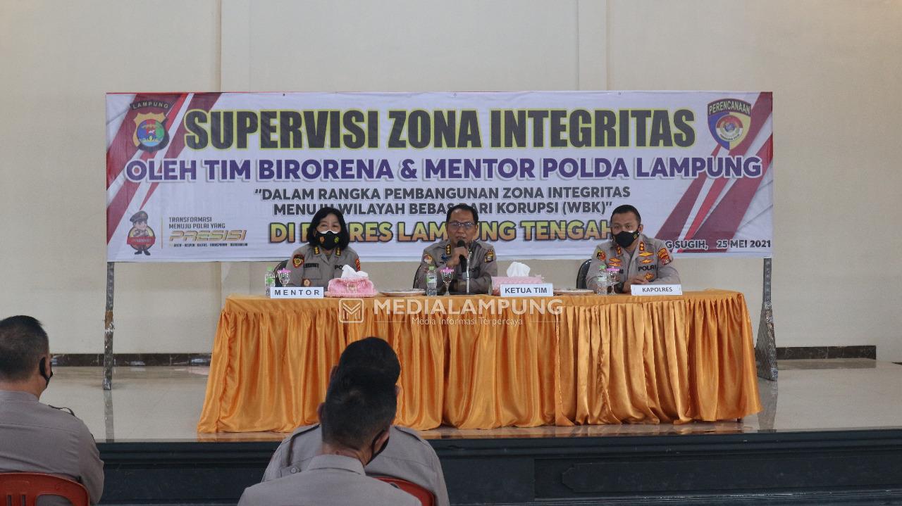 Tim Birorena dan Biro SDM Polda Lampung Supervisi ZI ke Polres Lamteng