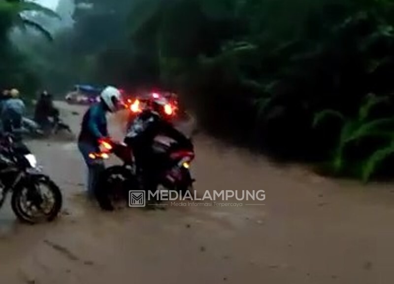Jalan Terendam Banjir, Jalur Liwa-Krui Macet Parah
