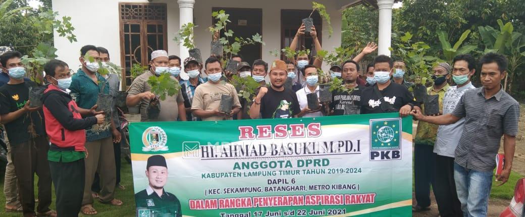 Reses, Ketua Fraksi PKB DPRD Lamtim Bagikan Bibit Anggur Impor