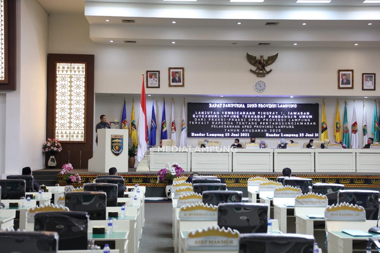 Arinal Sampaikan Jawaban Atas Pandangan Fraksi-Fraksi DPRD Lampung