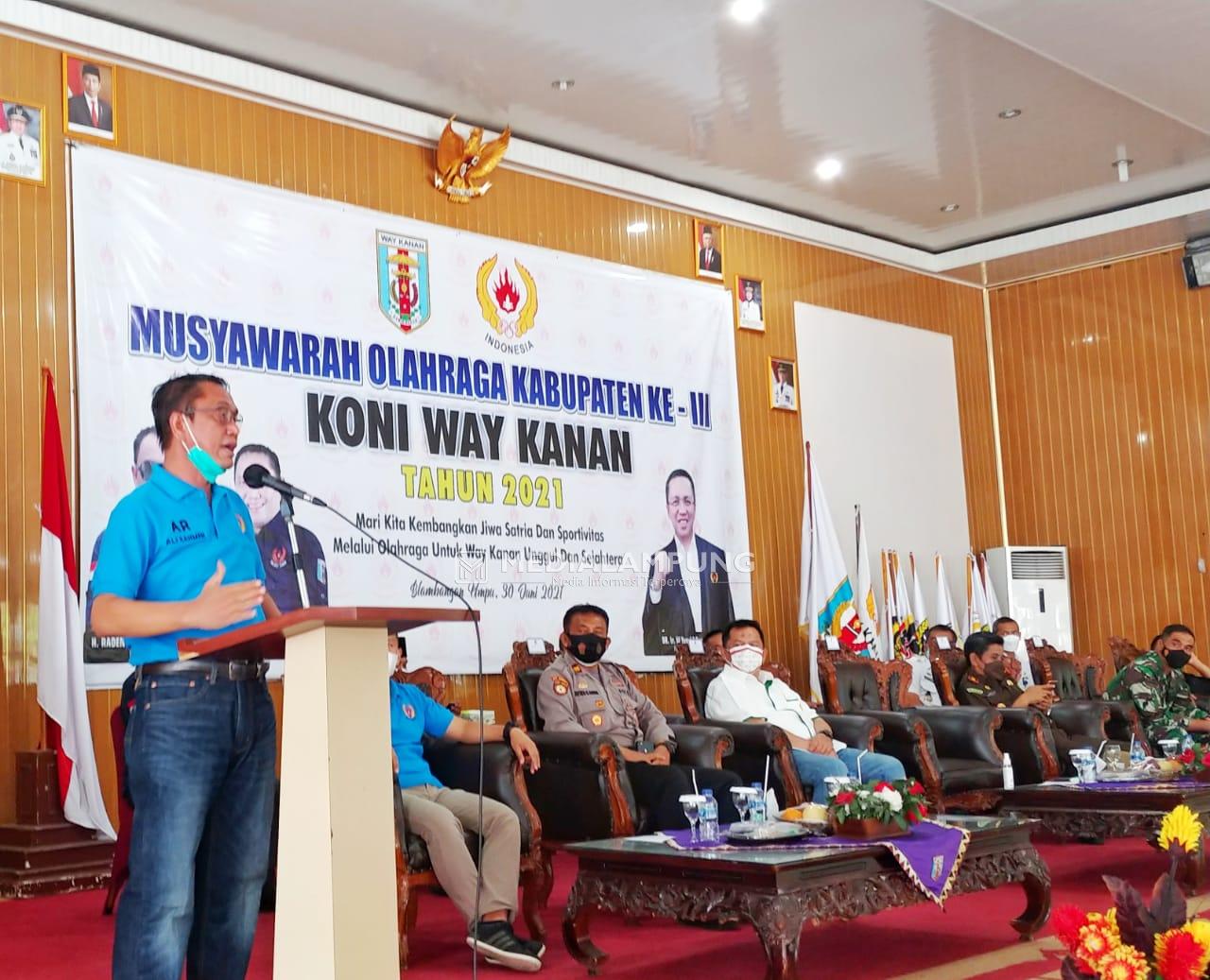 Wabup Ali Rahman Buka Musorkab ke-3 KONI Waykanan
