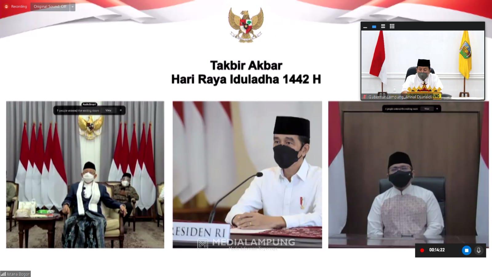 Arinal Ikuti Acara Malam Takbir Secara Virtual Bersama Presiden dan Wapres 