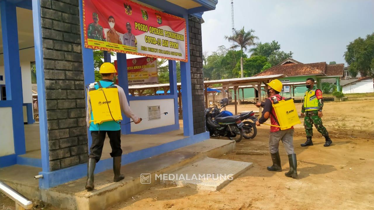 Cegah Peningkatan Covid-19, Tim Gabungan Lamtim Gelar Penyemprotan Desinfektan Serentak