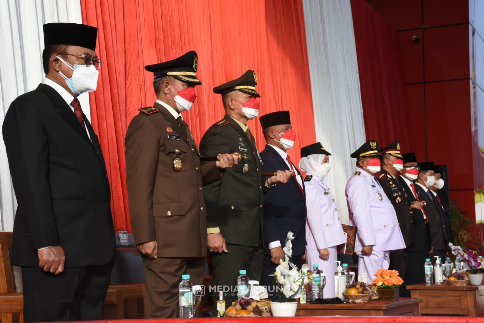 Dandim Romas Ikuti Upacara HUT RI Bersama Walikota Bandarlampung Eva Dwiana