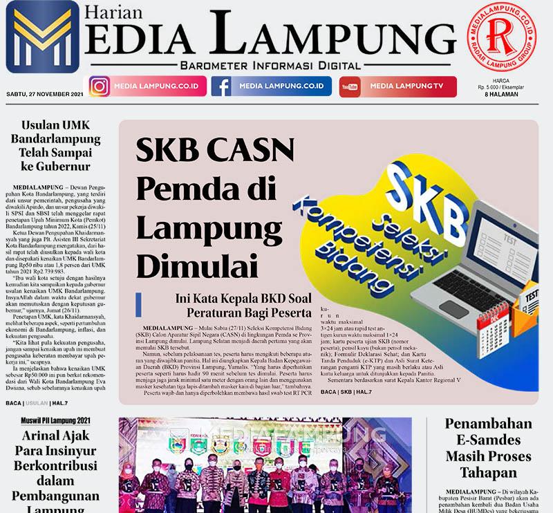 E-Paper Harian Media Lampung Edisi 27 November 2021