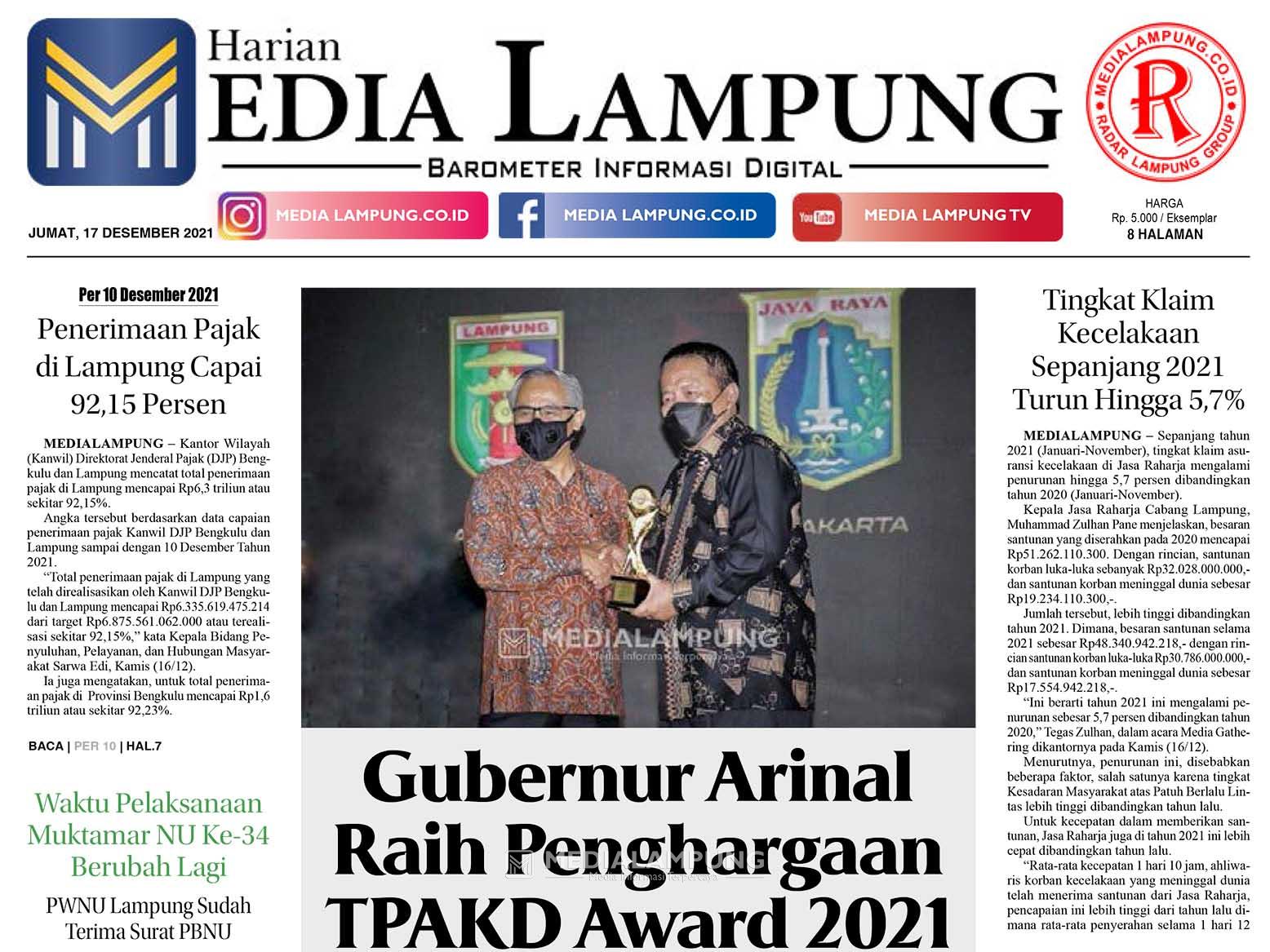 E-Paper Harian Media Lampung Edisi 17 Desember 2021