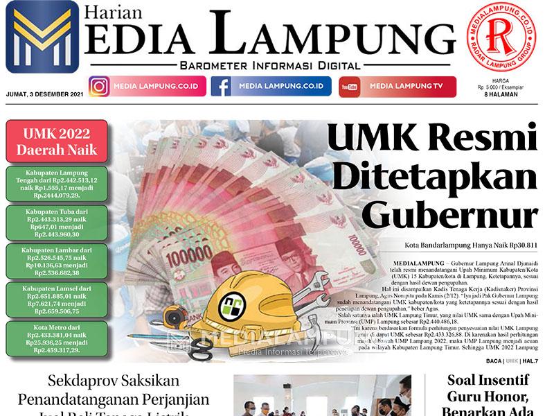 E-Paper Harian Media Lampung Edisi 3 Desember 2021