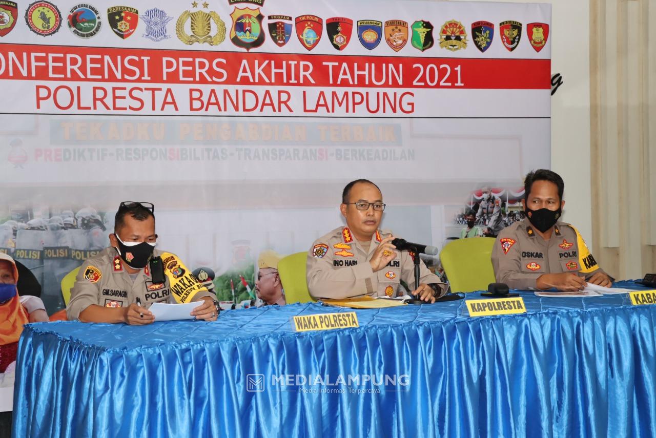 Gelar Konferensi Pers, Polresta Bandarlampung Paparkan Pencapaian Selama Tahun 2021