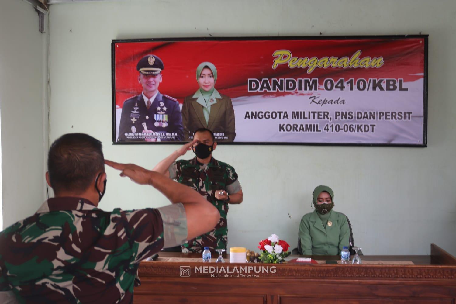 Kunjungan di Koramil Kedaton, Dandim KBL Tegaskan Prajurit, PNS dan Persit Cegah Pelanggaran