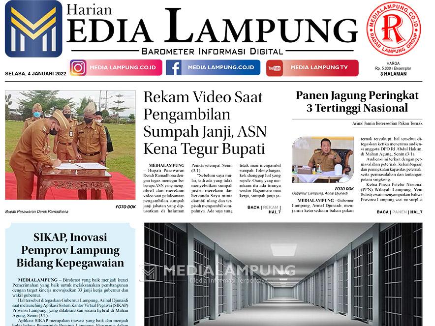 E-Paper Harian Media Lampung Edisi 4 Januari 2022