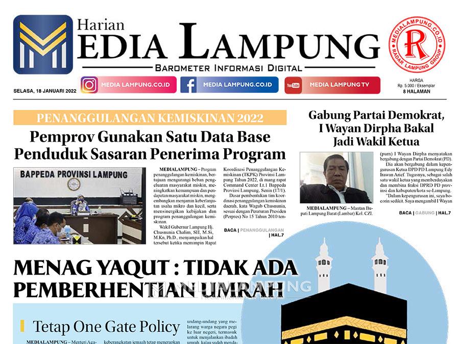 E-Paper Harian Media Lampung Edisi 18 Januari 2022