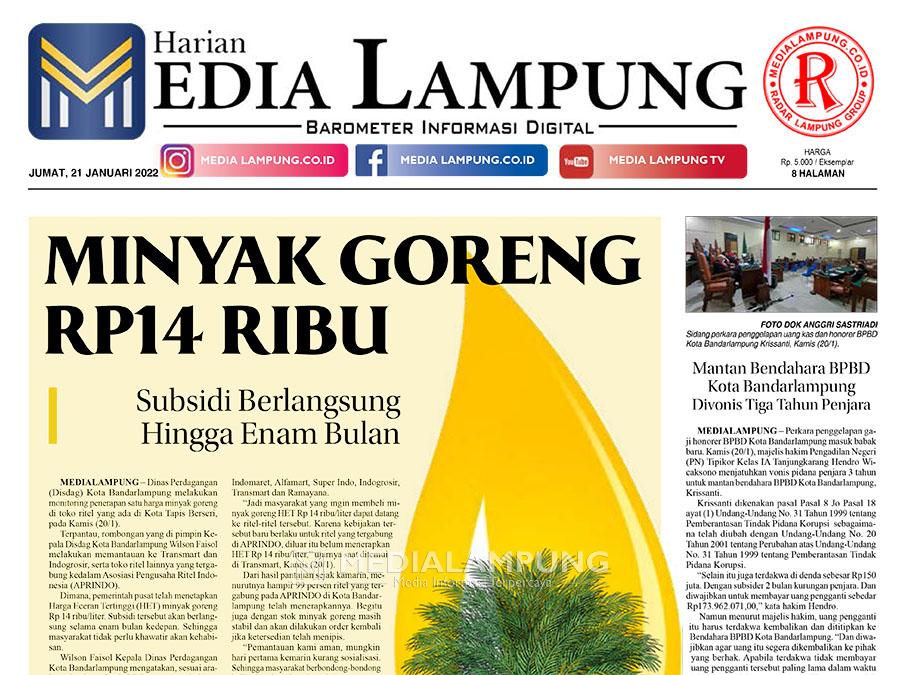 E-Paper Harian Media Lampung Edisi 21 Januari 2022