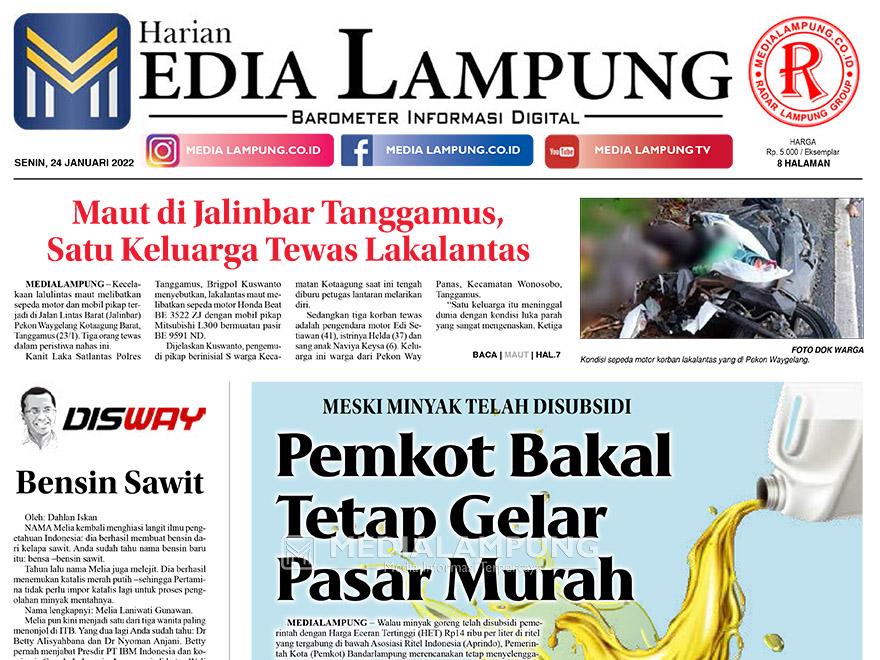 E-Paper Harian Media Lampung Edisi 24 Januari 2022