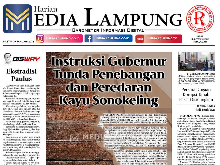 E-Paper Harian Media Lampung Edisi 29 Januari 2022