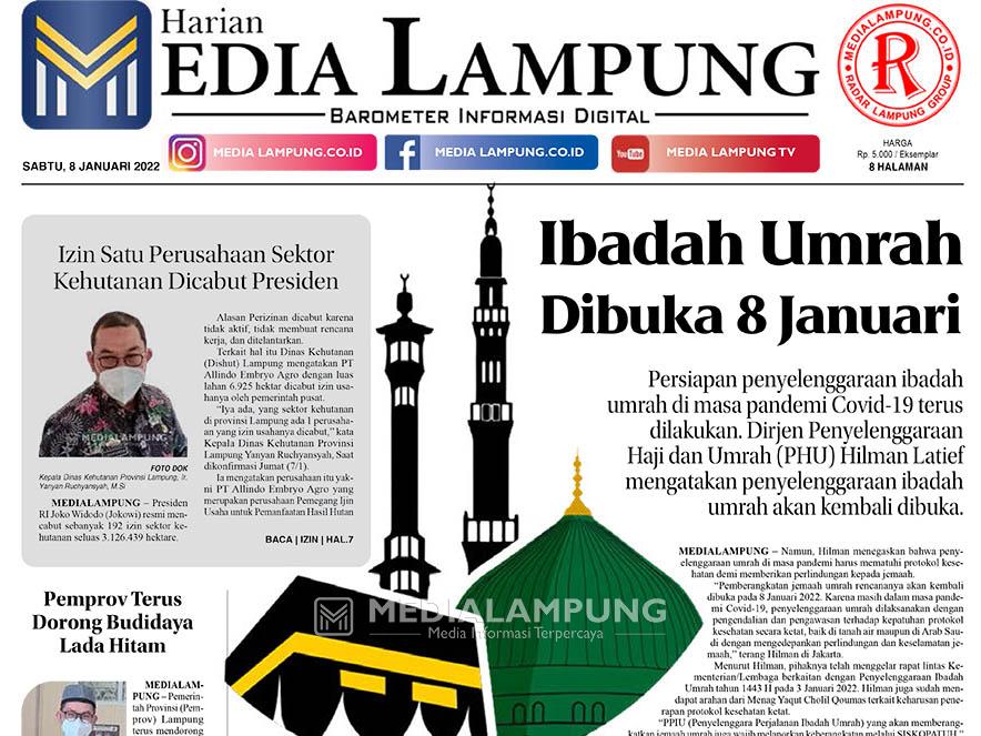 E-Paper Harian Media Lampung Edisi 8 Januari 2022