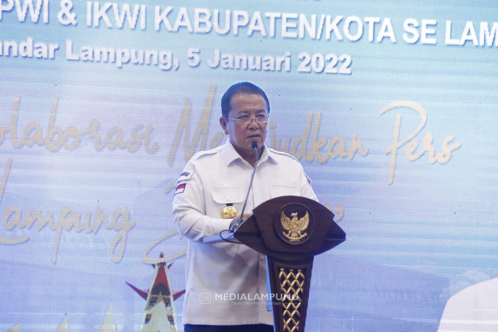 Hadiri Pelantikan PWI, Gubernur Arinal Berharap Perkuat Silaturahmi dan Bangun Interaksi Positif 