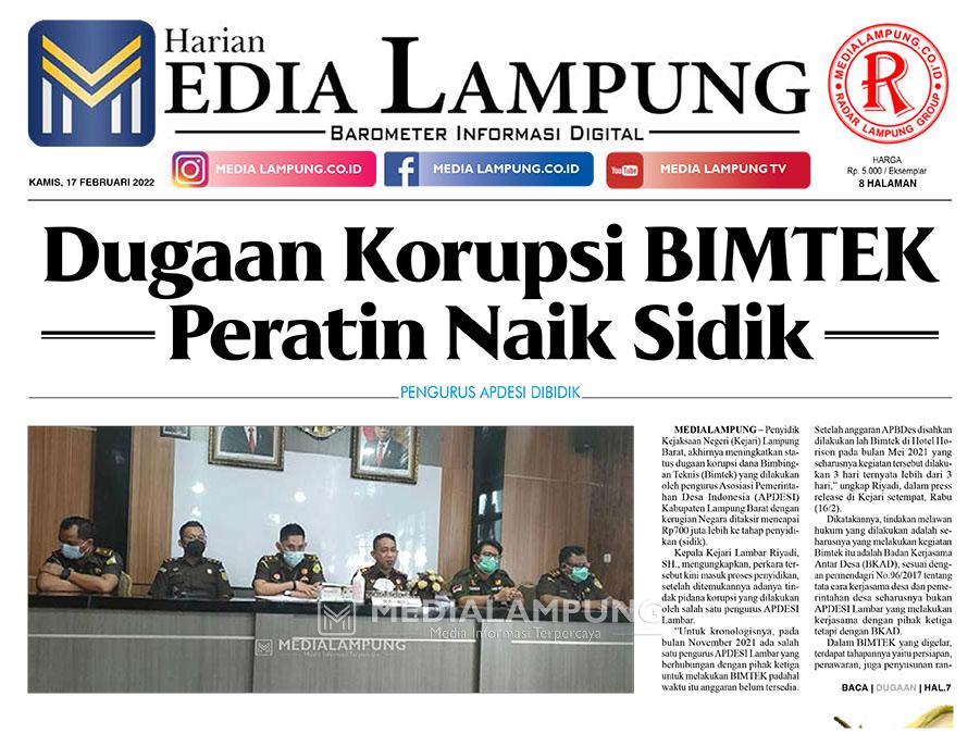 Harian Media Lampung Edisi 17 Februari 2022