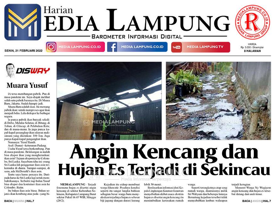 Harian Media Lampung Edisi 21 Februari 2022