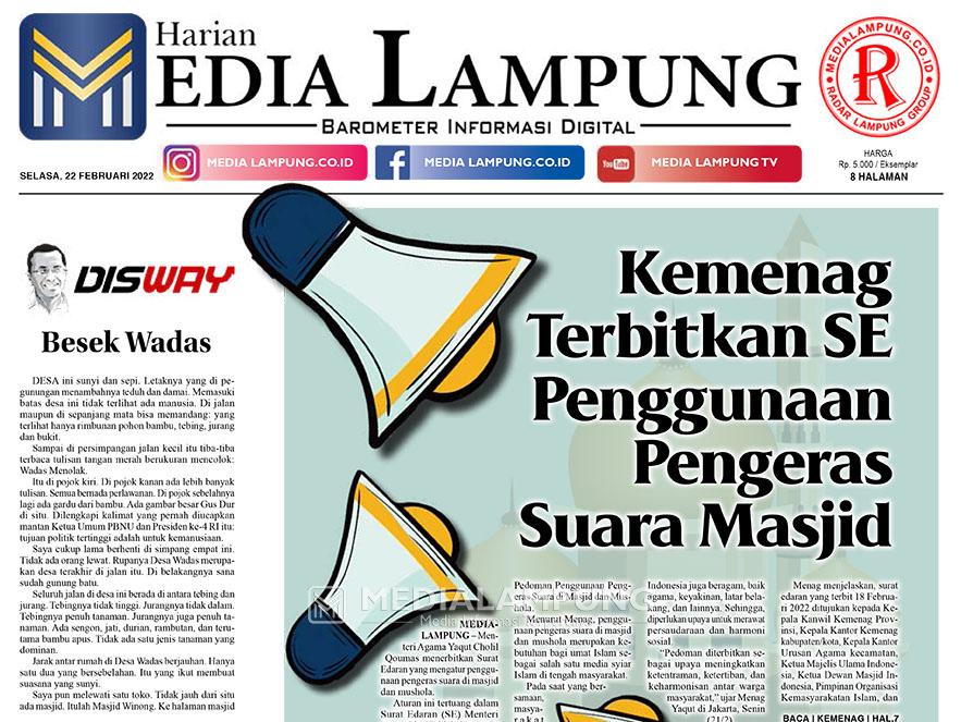 Harian Media Lampung Edisi 22 Februari 2022