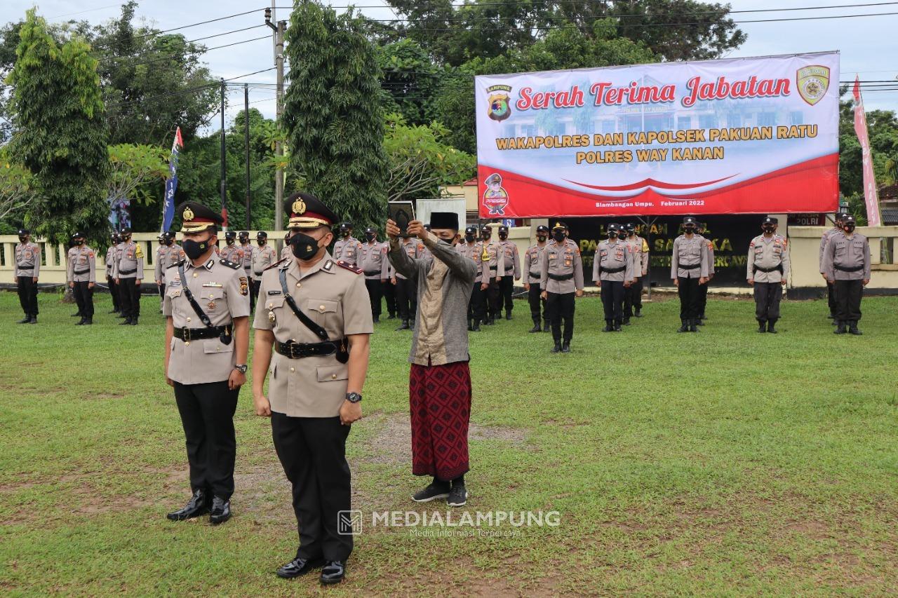 Polres Waykanan Gelar Sertijab Wakapolres dan Kapolsek Pakuan Ratu 