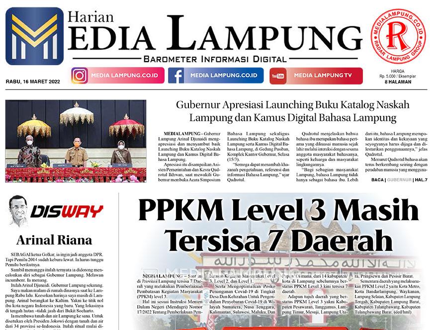 E-Paper Harian Media Lampung Edisi 16 Maret 2022
