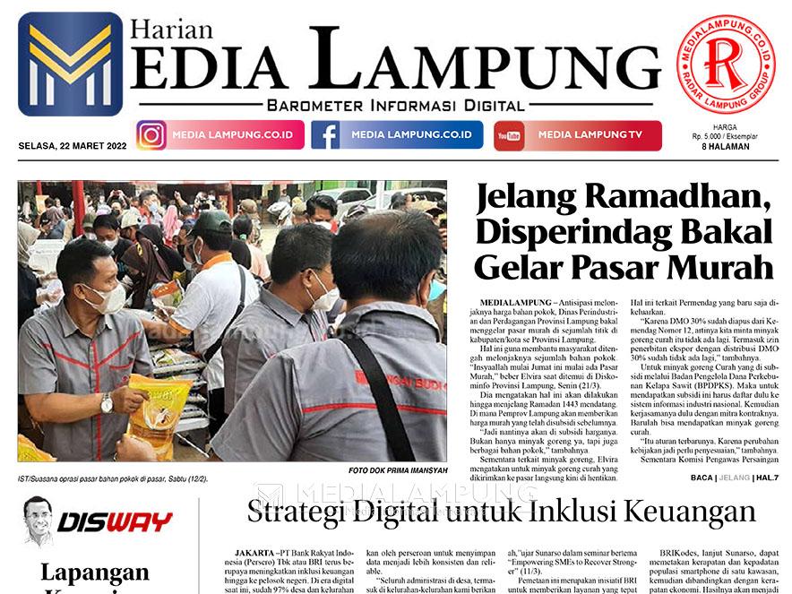 E-Paper Harian Media Lampung Edisi 22 Maret 2022
