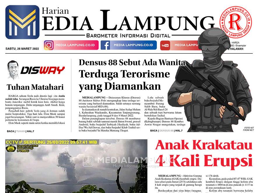 E-Paper Harian Media Lampung Edisi 26 Maret 2022