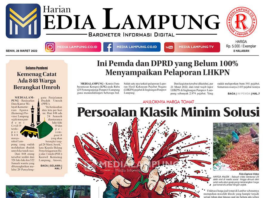 E-Paper Harian Media Lampung Edisi 28 Maret 2022