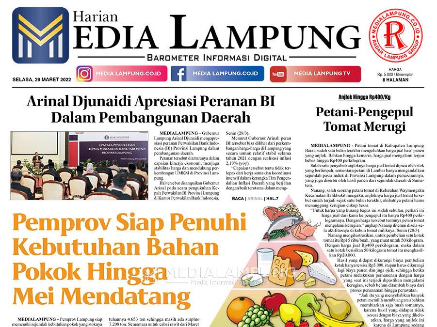 E-Paper Harian Media Lampung Edisi 29 Maret 2022