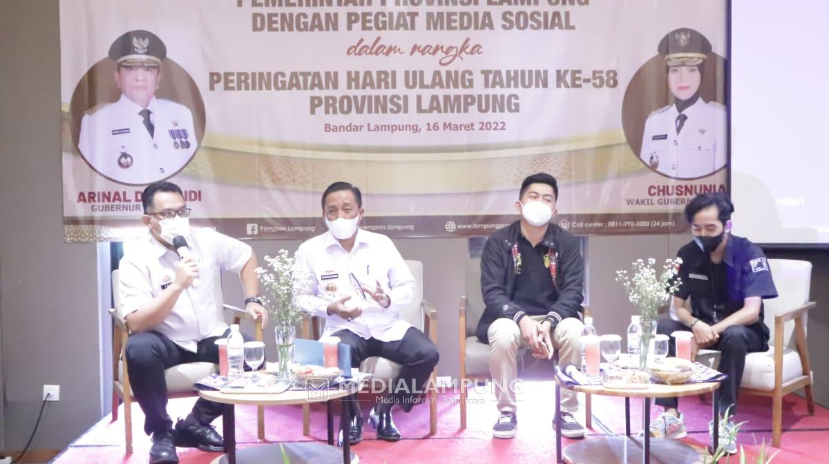 Pemprov Lampung Ajak Pegiat Medsos Kampanyekan Konten Positif Tentang Lampung